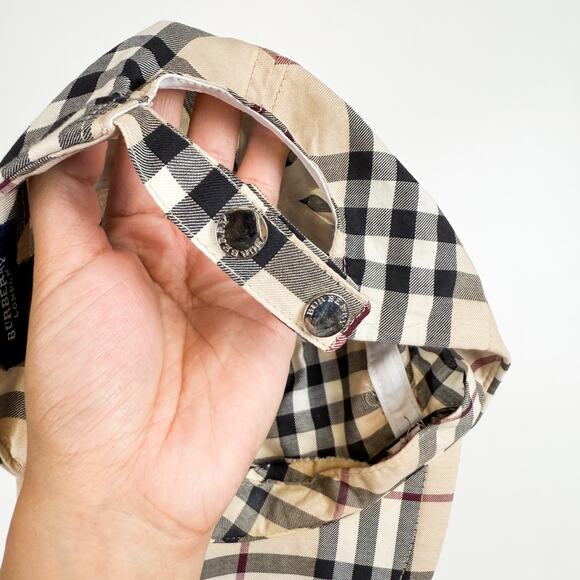 Burberry London 100% Cotton Novacheck Baseball Cap Hat Beige Plaid - Picture 7 of 11